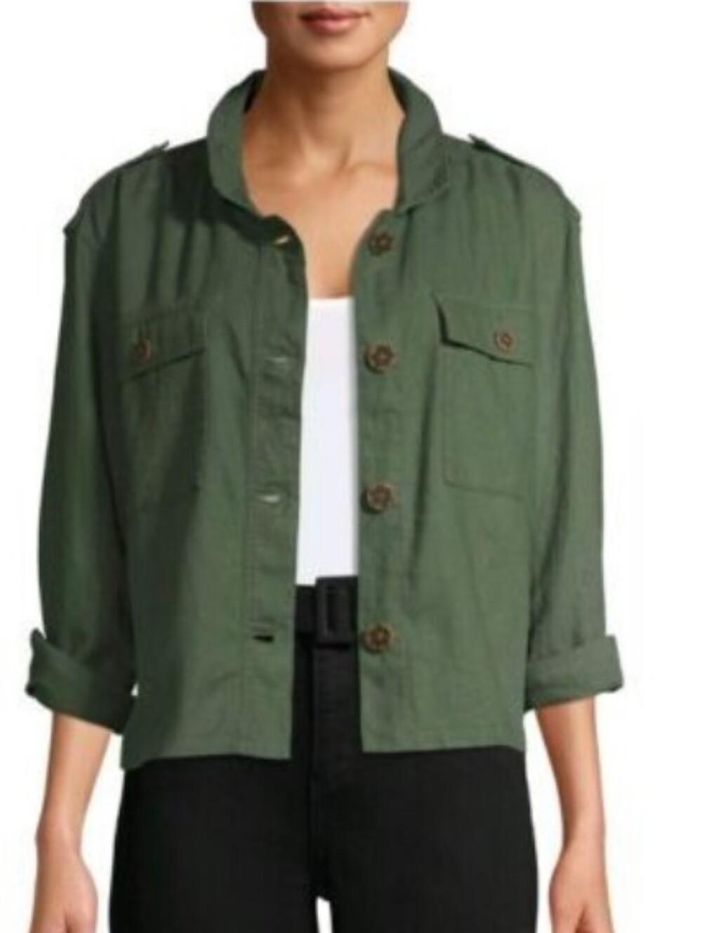 Time And Tru Linen Blend Blazer Jacket Sz M